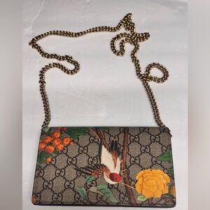 Gucci GG Supreme Monogram Tian wallet on chain with GHW whimsygoth cottage core